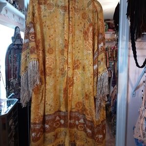 SPELL PORTOBELLO FRINGE MIDI KIMONO